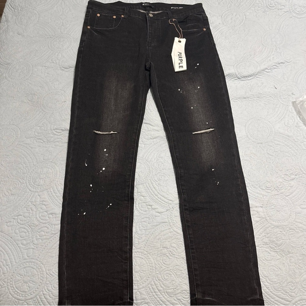 Rep Purple Brand Men's Slim Black Jeans
